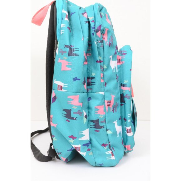 Jansport Big Student Backpack Teal Whimsical Playful Llamas Daypack School Bag - Picture 5 of 7